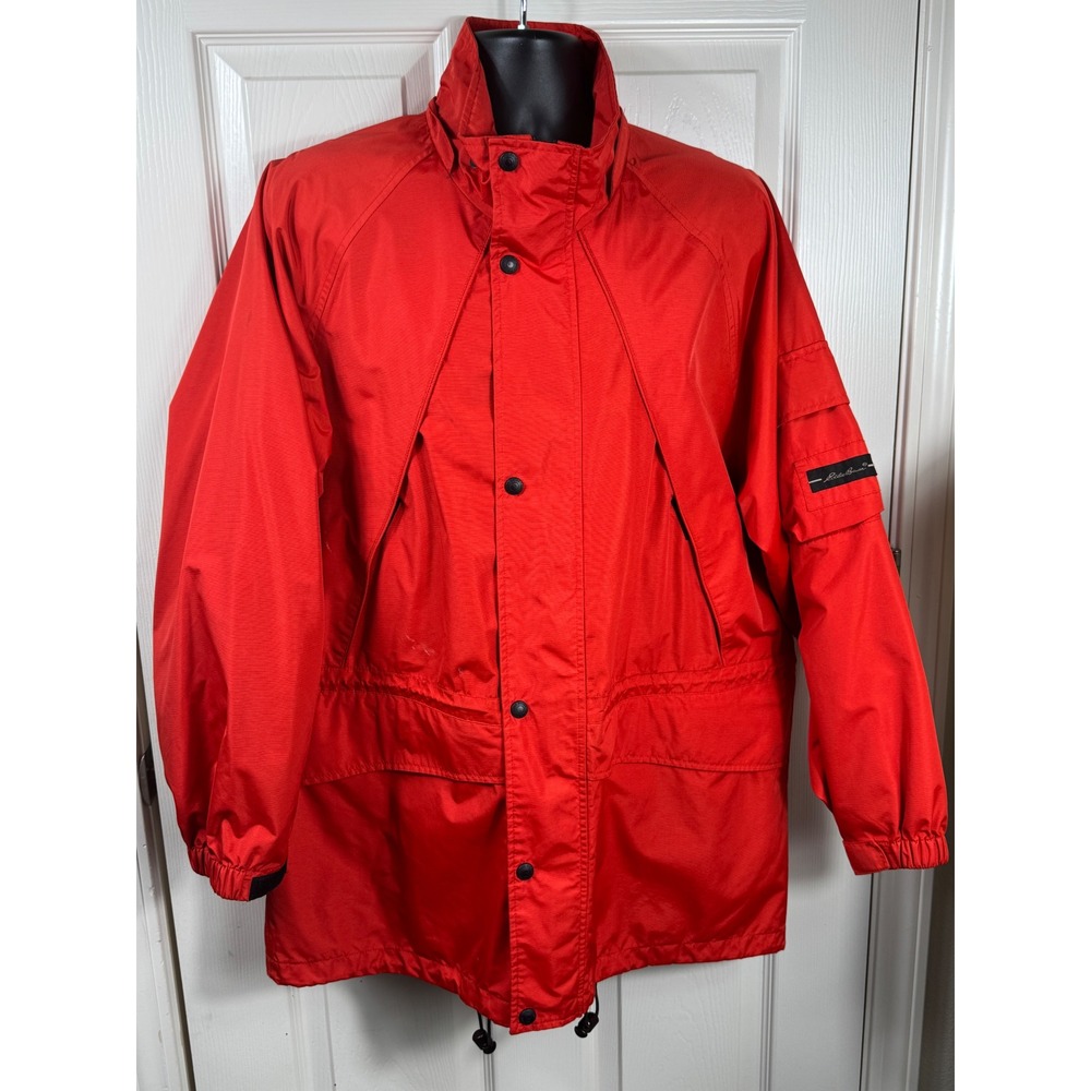 Eddie Bauer Mens Small Outdoor Outfitters Jacket Red Nylon Coat